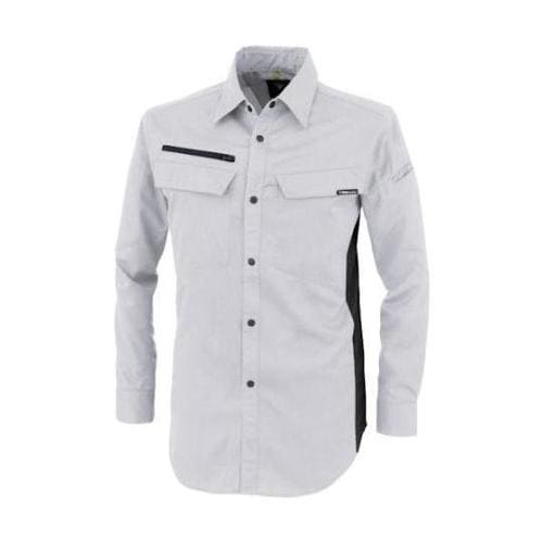 裏綿ストレッチ長袖シャツ シルバーグレー