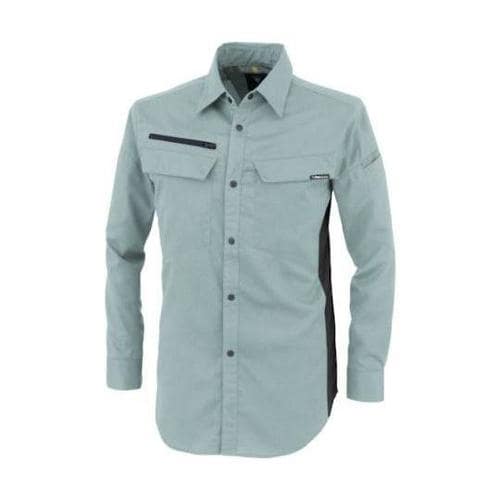 裏綿ストレッチ長袖シャツ ミストグリーン