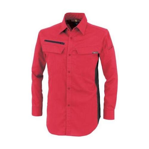 裏綿ストレッチ長袖シャツ レッド 5L