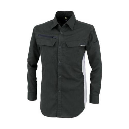 裏綿ストレッチ長袖シャツ クロ M 15