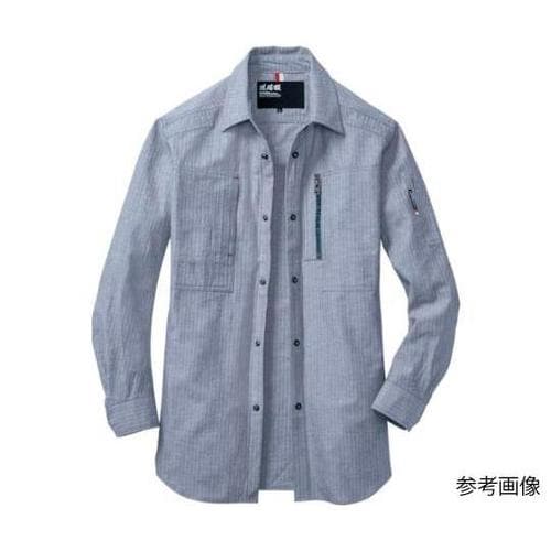 長袖シャツ 杢ブルー 4L 2293−1