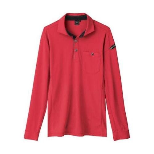 エコ制電長袖ポロシャツ レッド 3L 6