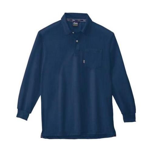 長袖ポロシャツ 紺 4L 6145−10