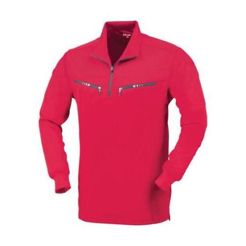 長袖ジップアップシャツ レッド M 61