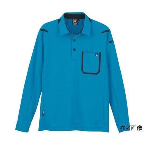 長袖ポロシャツ ブルー 4L 6195−