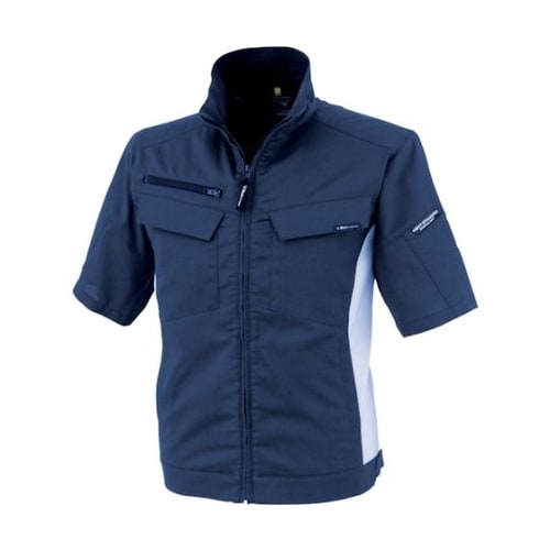 裏綿ストレッチ半袖ブルゾン ディープネイ