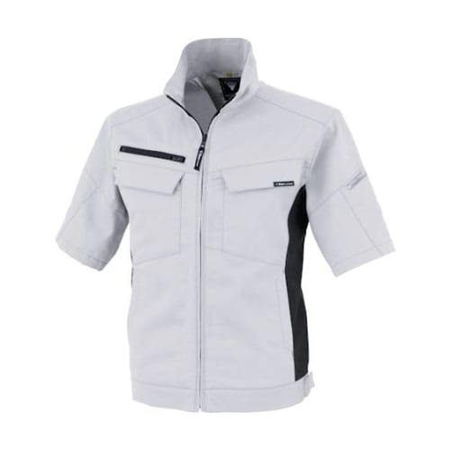 裏綿ストレッチ半袖ブルゾン シルバーグレ