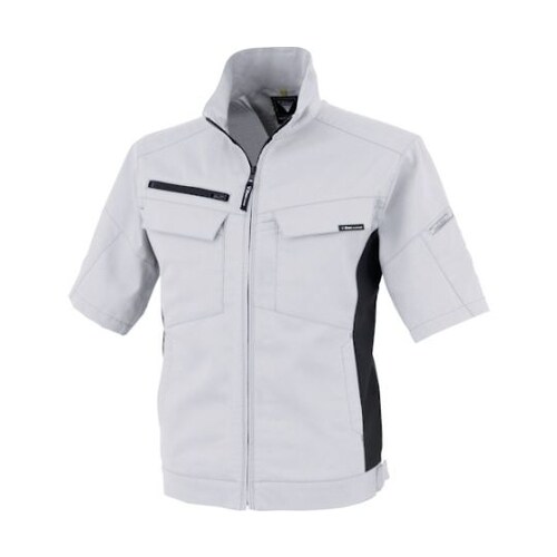 裏綿ストレッチ半袖ブルゾン シルバーグレ