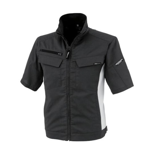 裏綿ストレッチ半袖ブルゾン クロ 5L