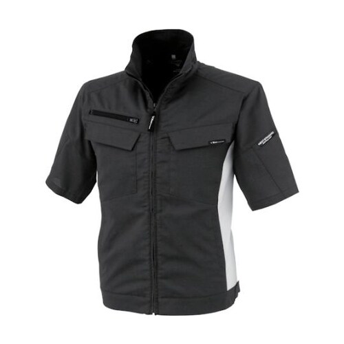 裏綿ストレッチ半袖ブルゾン クロ S 1