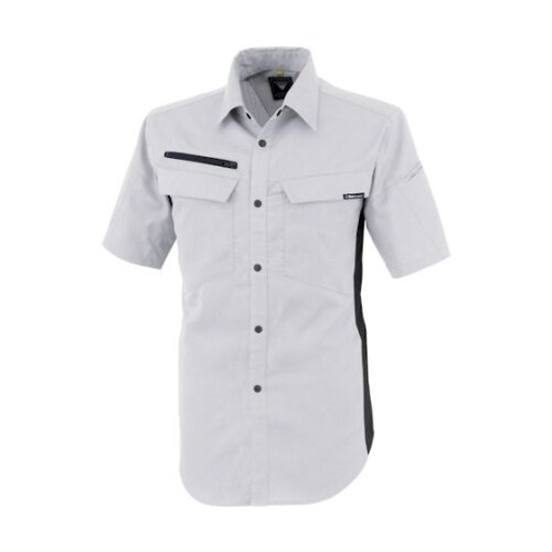 裏綿ストレッチ半袖シャツ シルバーグレー