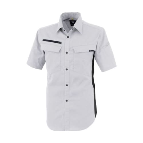 裏綿ストレッチ半袖シャツ シルバーグレー