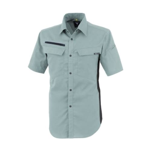 裏綿ストレッチ半袖シャツ ミストグリーン