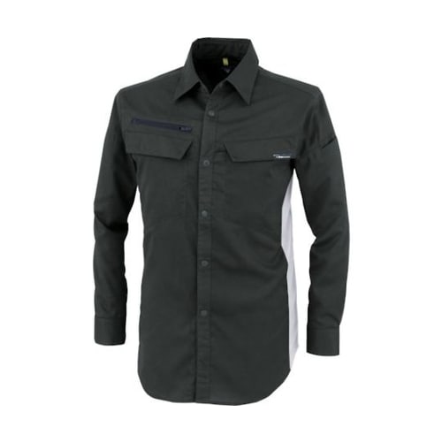 裏綿ストレッチ長袖シャツ クロ S 15