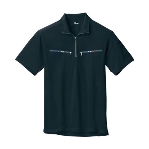 半袖ジップアップシャツ クロ SS 61