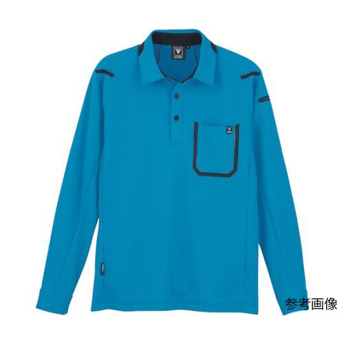 長袖ポロシャツ ブルー L 6195−4