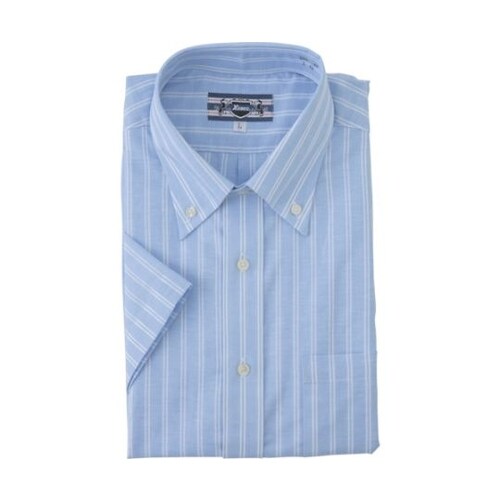 ボタンダウン半袖シャツ サックス L 1