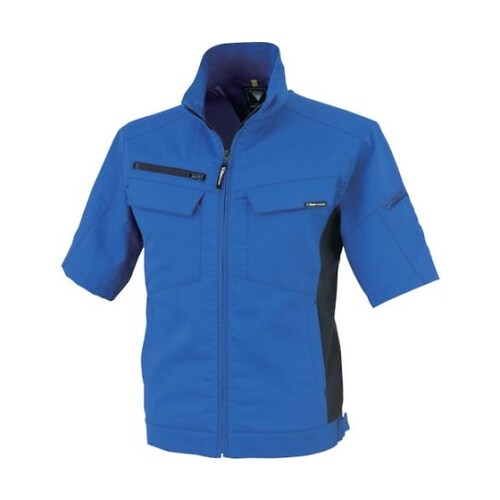 裏綿ストレッチ半袖ブルゾン ロイヤルブル