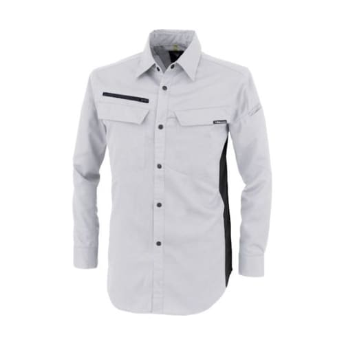 裏綿ストレッチ長袖シャツ シルバーグレー