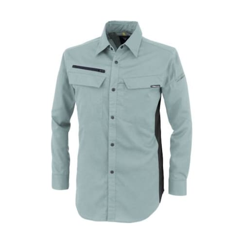 裏綿ストレッチ長袖シャツ ミストグリーン