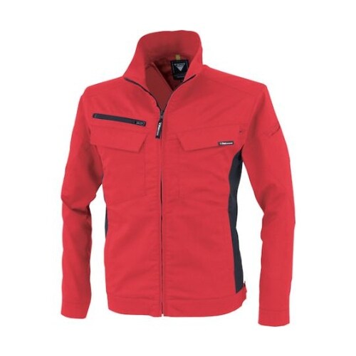 裏綿ストレッチ長袖ブルゾン レッド 3L