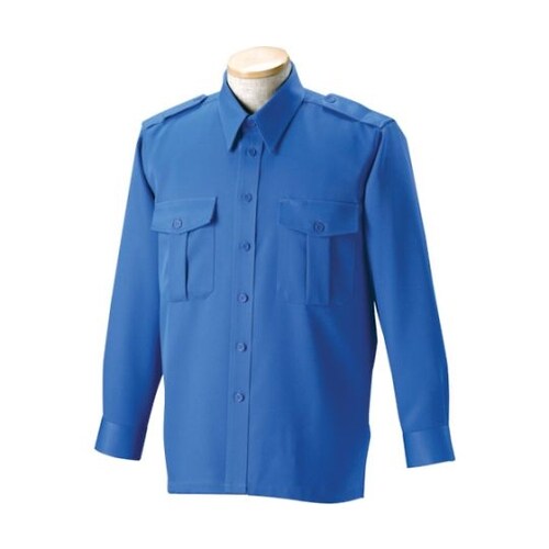 無地長袖シャツ サックス M 18201