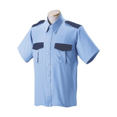 切替半袖シャツ サックス S 18301