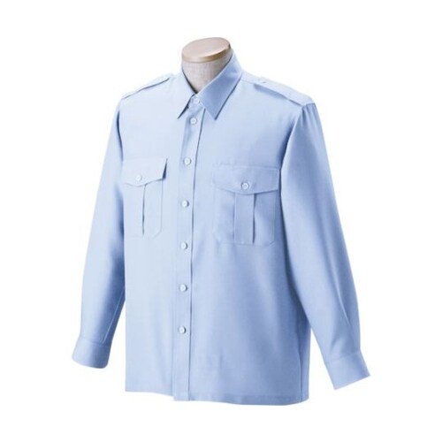 無地長袖シャツ サックス 4L 1830