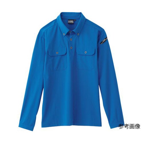長袖ポロシャツ ブルー 4L 6085−