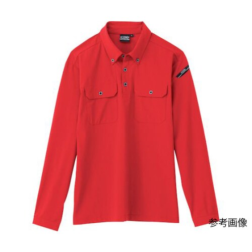 長袖ポロシャツ レッド M 6085−7