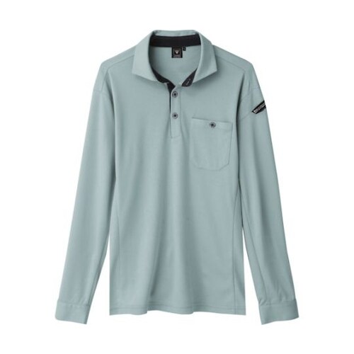 エコ制電長袖ポロシャツ ミストグリーン