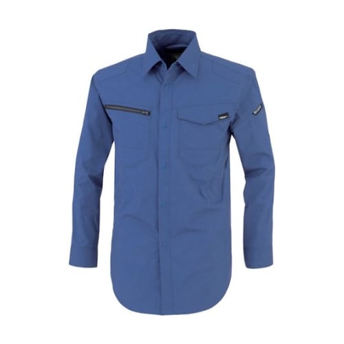 TCストレッチ長袖シャツ ブルー LL