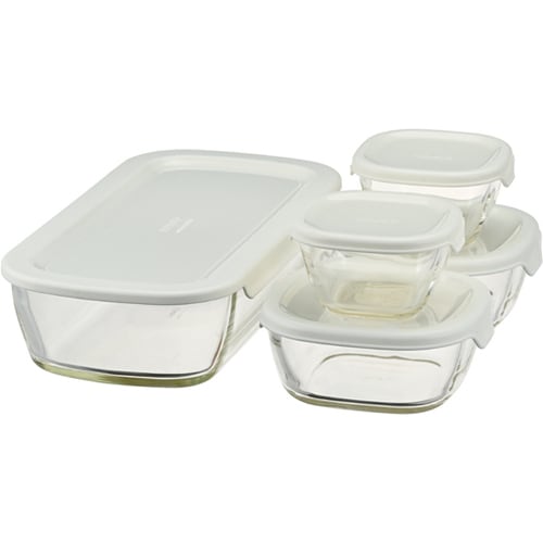 スタッキング耐熱ガラスコンテナ+ミニ角小