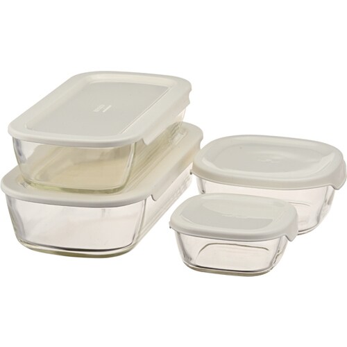 スタッキング耐熱ガラスコンテナ 4個セッ