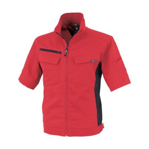 裏綿ストレッチ半袖ブルゾン レッド LL