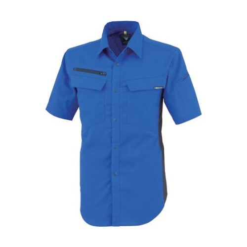 裏綿ストレッチ半袖シャツ ロイヤルブルー