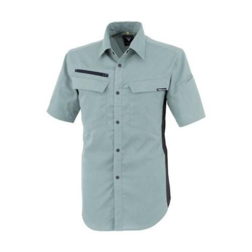 裏綿ストレッチ半袖シャツ ミストグリーン