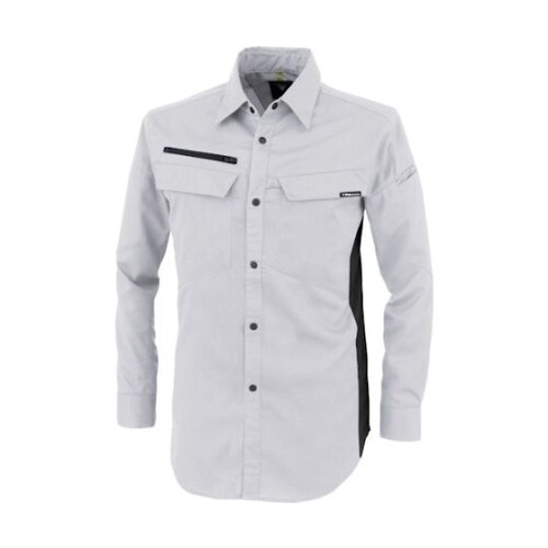 裏綿ストレッチ長袖シャツ シルバーグレー