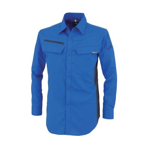 裏綿ストレッチ長袖シャツ ロイヤルブルー