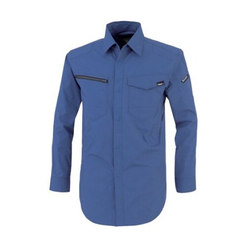 TCストレッチ長袖シャツ ブルー M 1