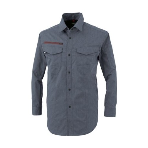 長袖シャツ 杢ブルー 3L 1753−1