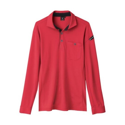エコ制電長袖ポロシャツ レッド 4L 6