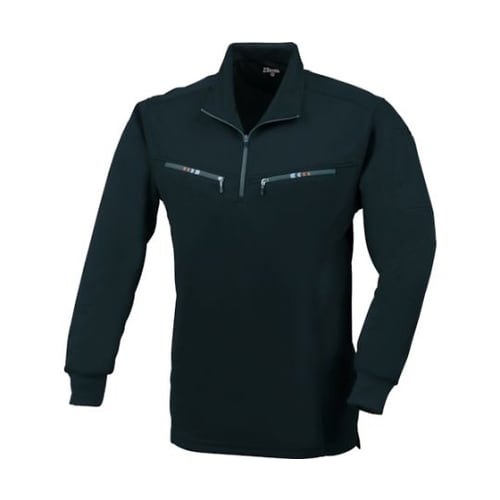 長袖ジップアップシャツ クロ M 616