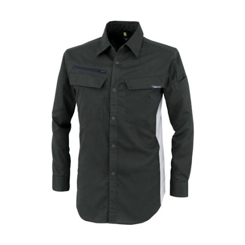 裏綿ストレッチ長袖シャツ クロ 3L 1