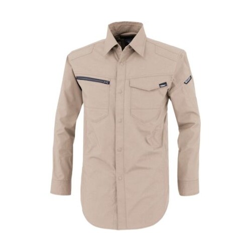 TCストレッチ長袖シャツ サンドベージュ