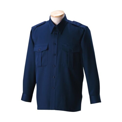 無地長袖シャツ 紺 LL 18201−1