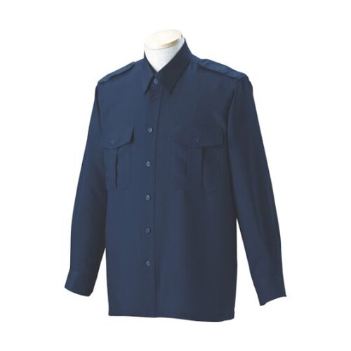無地長袖シャツ 紺 3L 18302−1
