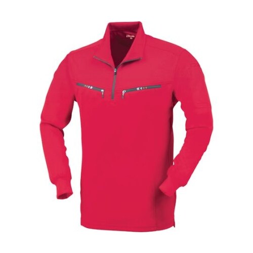 長袖ジップアップシャツ レッド S 61