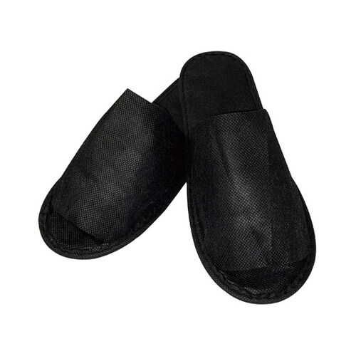 リサイクル不織布スリッパ 前開き 黒(袋