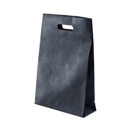 不織布小判抜きマチ付バッグ ブラック 1